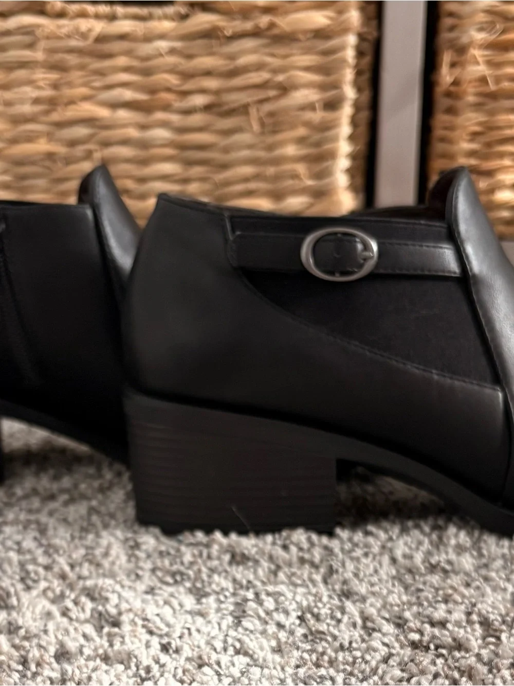 Women’s Black Leather Slip-On Shoes